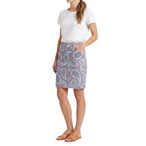 J. Crew Red Blue Paisley Pencil Skirt Lined Midi Size 8